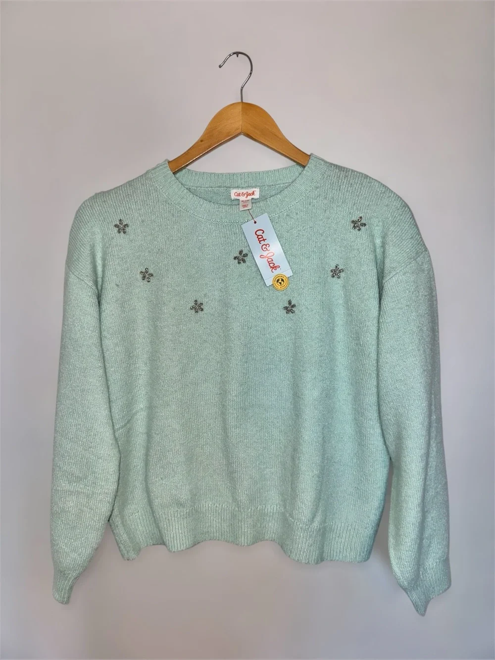 New Cat & Jack Mint Green XL (14), Kids   Crewneck Sweater
